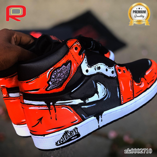 AJ 1 Cartoon Drip Red Custom Shoes Sneakers - nk0002710 image 2