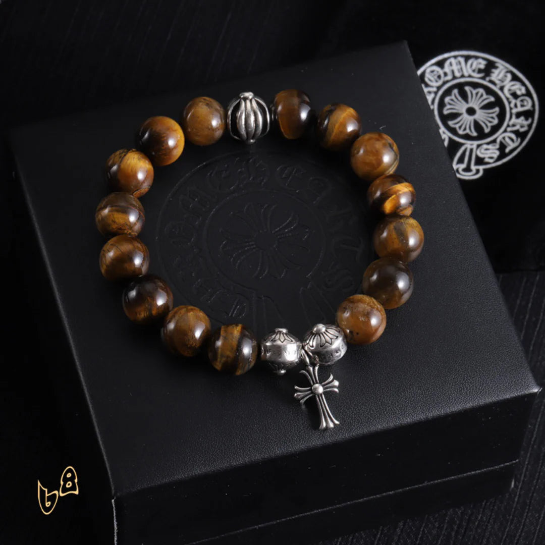 CH Brown Beaded Cross Bracelet - CH0064 - Brown 3 image