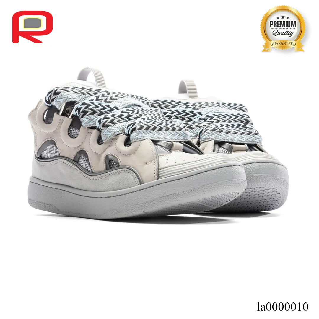 Lanvin Leather Curb Light Grey Blue Shoes Sneakers - la0000010 image 1