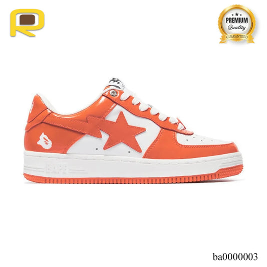 Bape Sta Patent Leather Orange White Shoes Sneakers - ba0000003 image 0