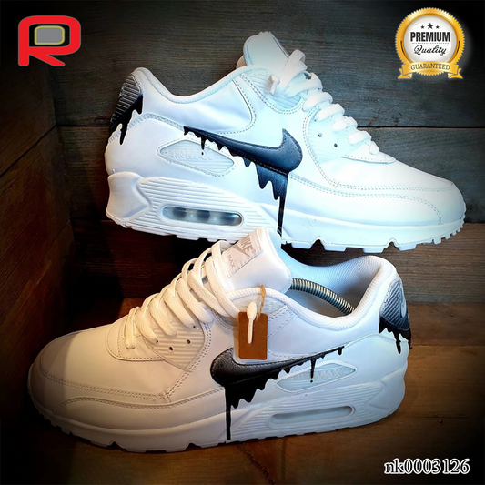 AM 90 Speckled Drip-Black Custom Shoes Sneakers - nk0003126 image 0