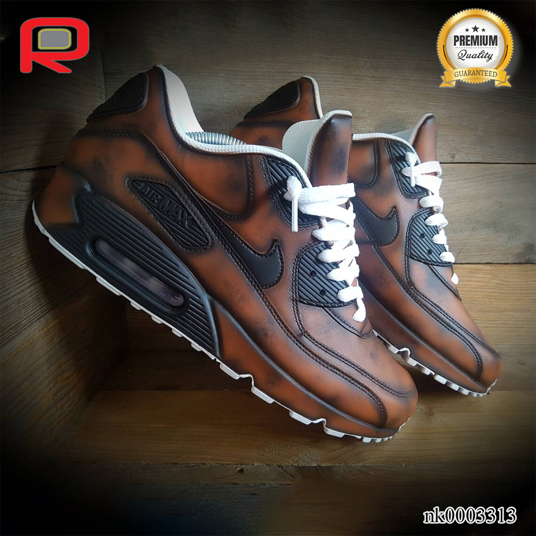 AM 90 Aged Leather Custom Shoes Sneakers - nk0003313 image 4