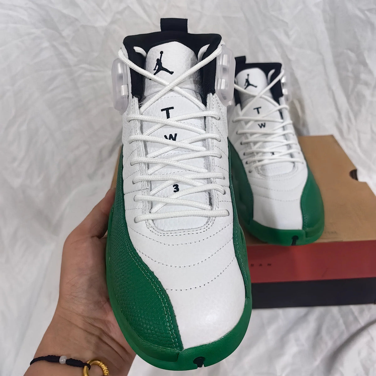 AJ 12 Bucks White Green Shoes Sneakers - nk0004699 image 16