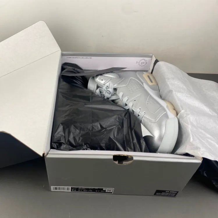 PSG x AJ 6 Metallic Silver Shoes Sneakers - nk0004782 image 15