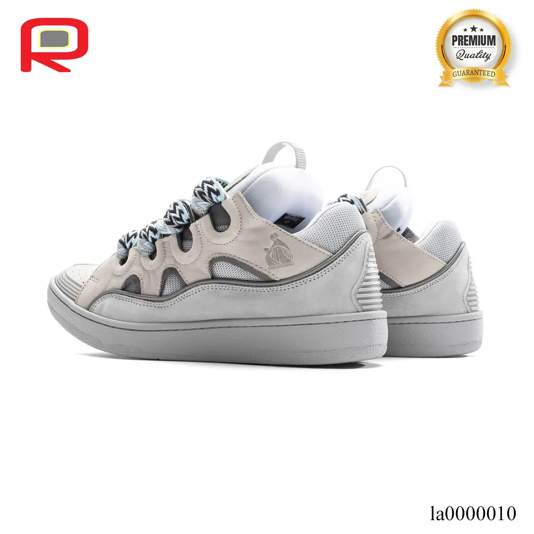 Lanvin Leather Curb Light Grey Blue Shoes Sneakers - la0000010 image 2