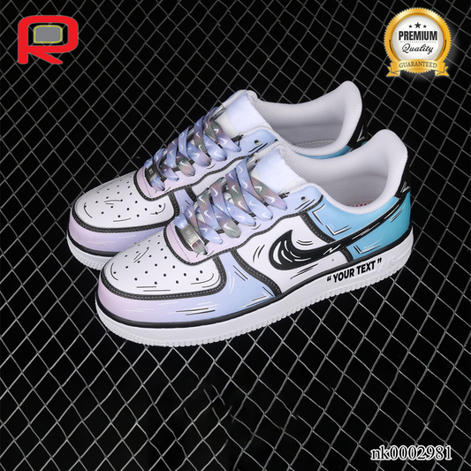 AF 1 Low White Purple Blue Art Custom Shoes Sneakers - nk0002981 image 2