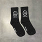 Men Socks Cotton Cartoon Pattern - round face black image