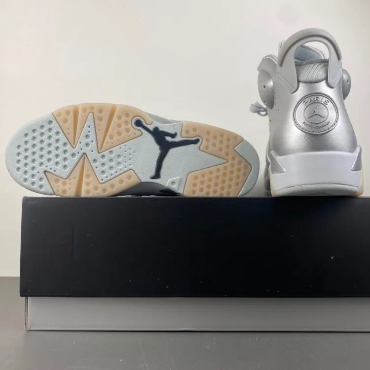 PSG x AJ 6 Metallic Silver Shoes Sneakers - nk0004782 image 9