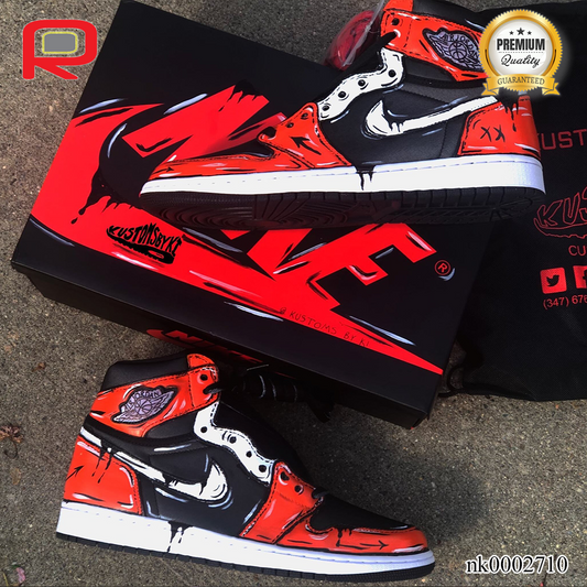 AJ 1 Cartoon Drip Red Custom Shoes Sneakers - nk0002710 image 0