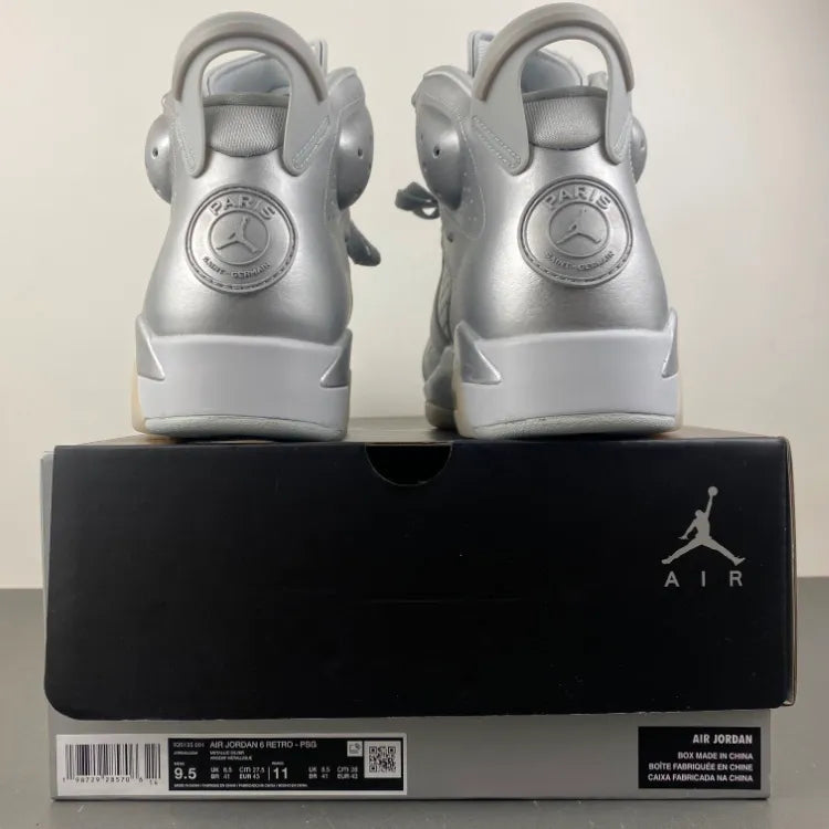 PSG x AJ 6 Metallic Silver Shoes Sneakers - nk0004782 image 10