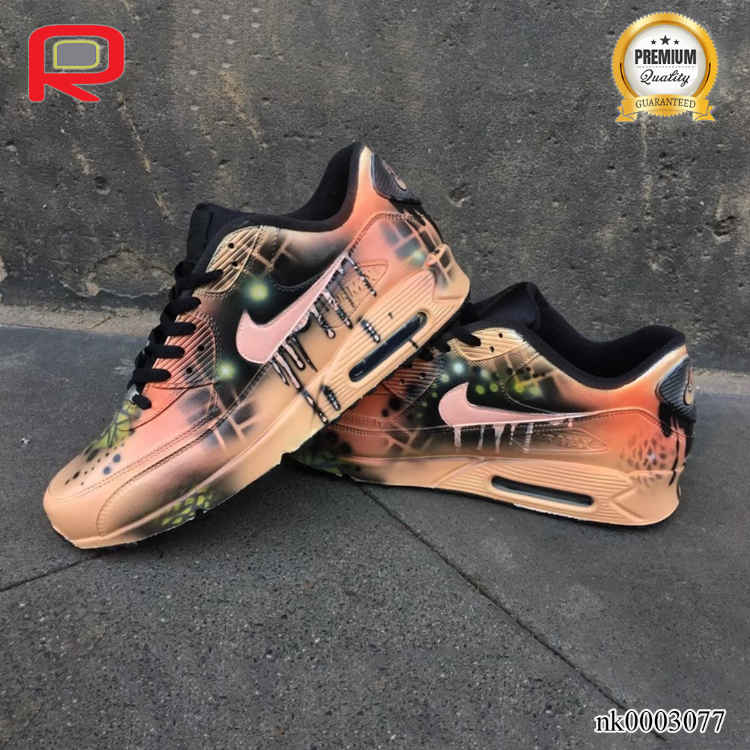 AM 90 Peach Orange Abstract Custom Shoes Sneakers - nk0003077 image 0