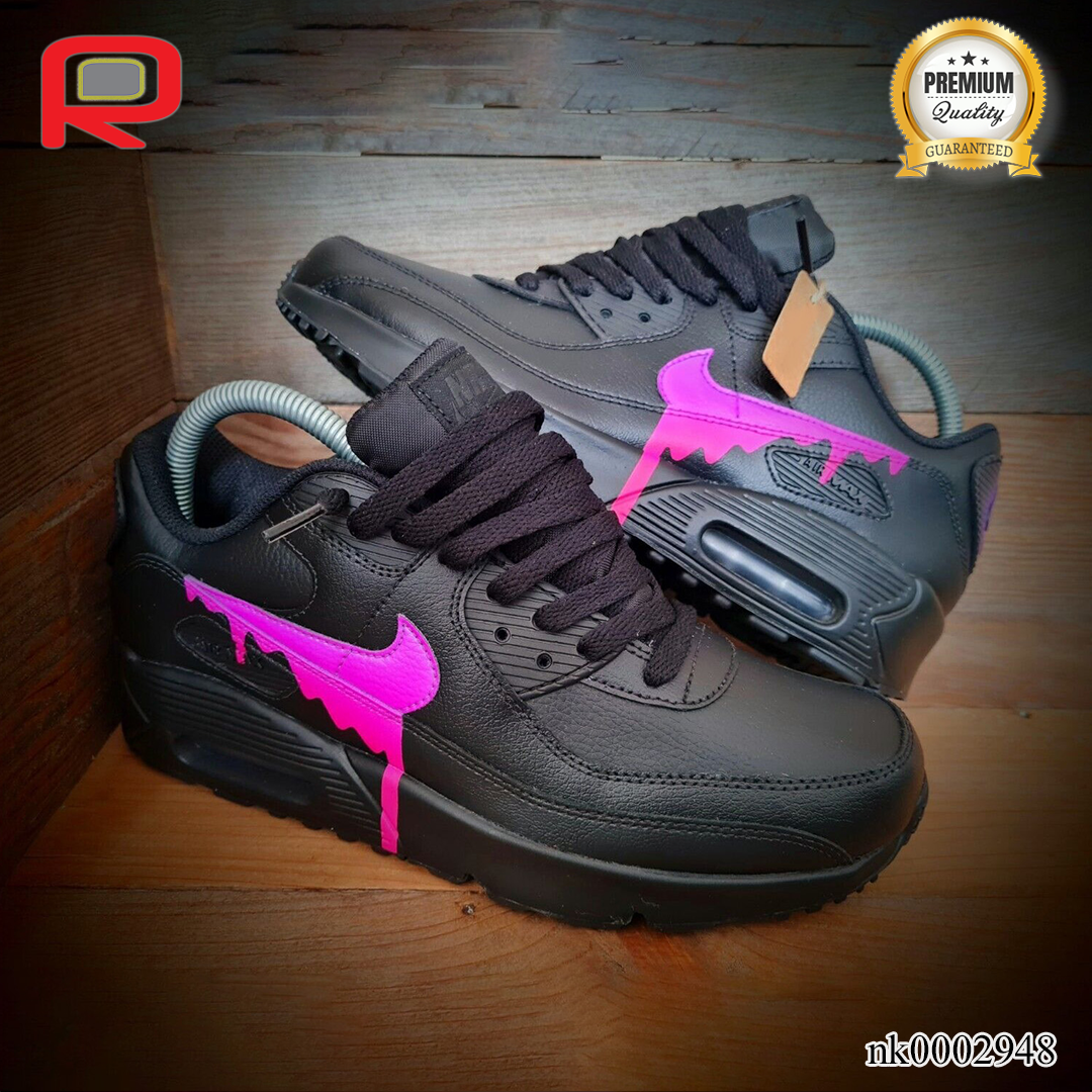 AM 90 Neon Purple-Pink Drip Custom Shoes Sneakers - nk0002948 image 1