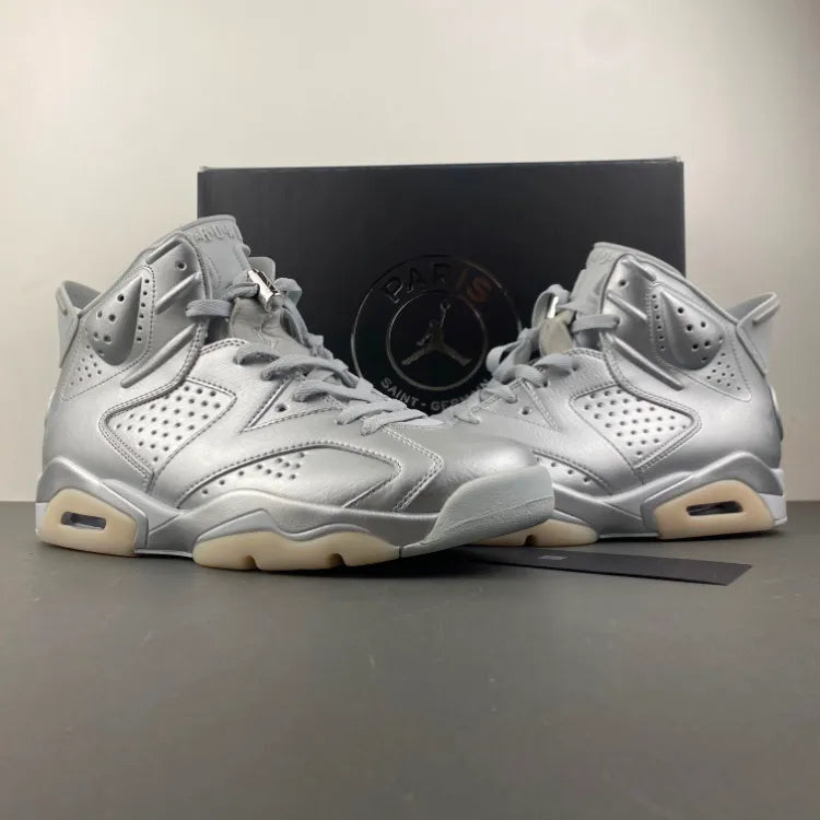 PSG x AJ 6 Metallic Silver Shoes Sneakers - nk0004782 image 7