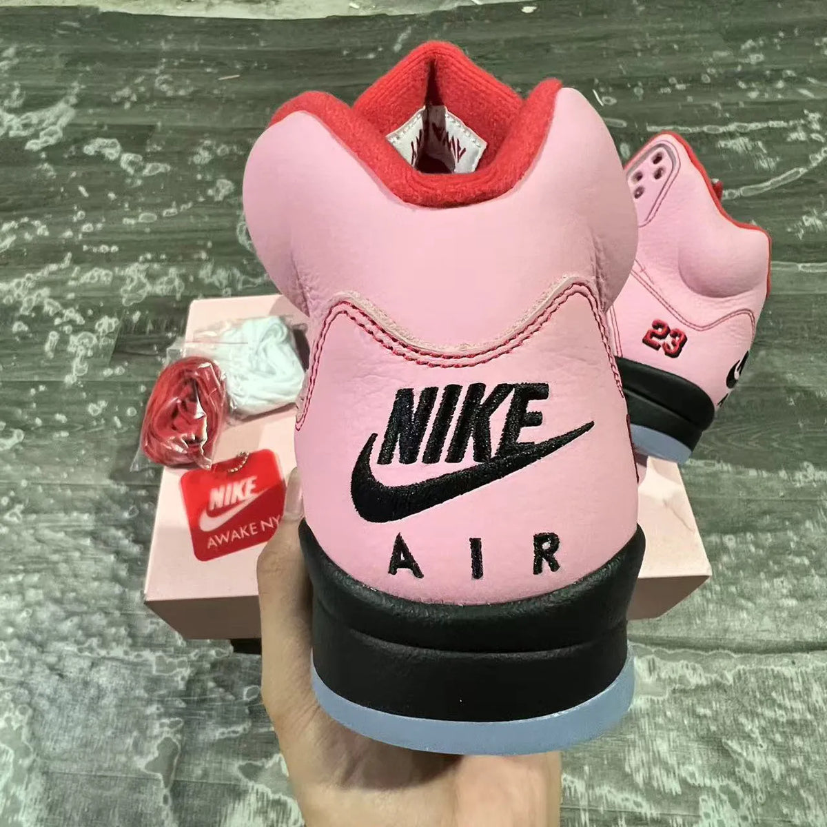 Awake NY x AJ 5 Arctic Pink Shoes Sneakers - nk0004393 image 3