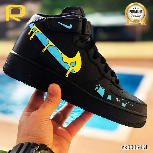 AF 1 Mid Yellow Drip Custom Shoes Sneakers - nk0003481 image 0