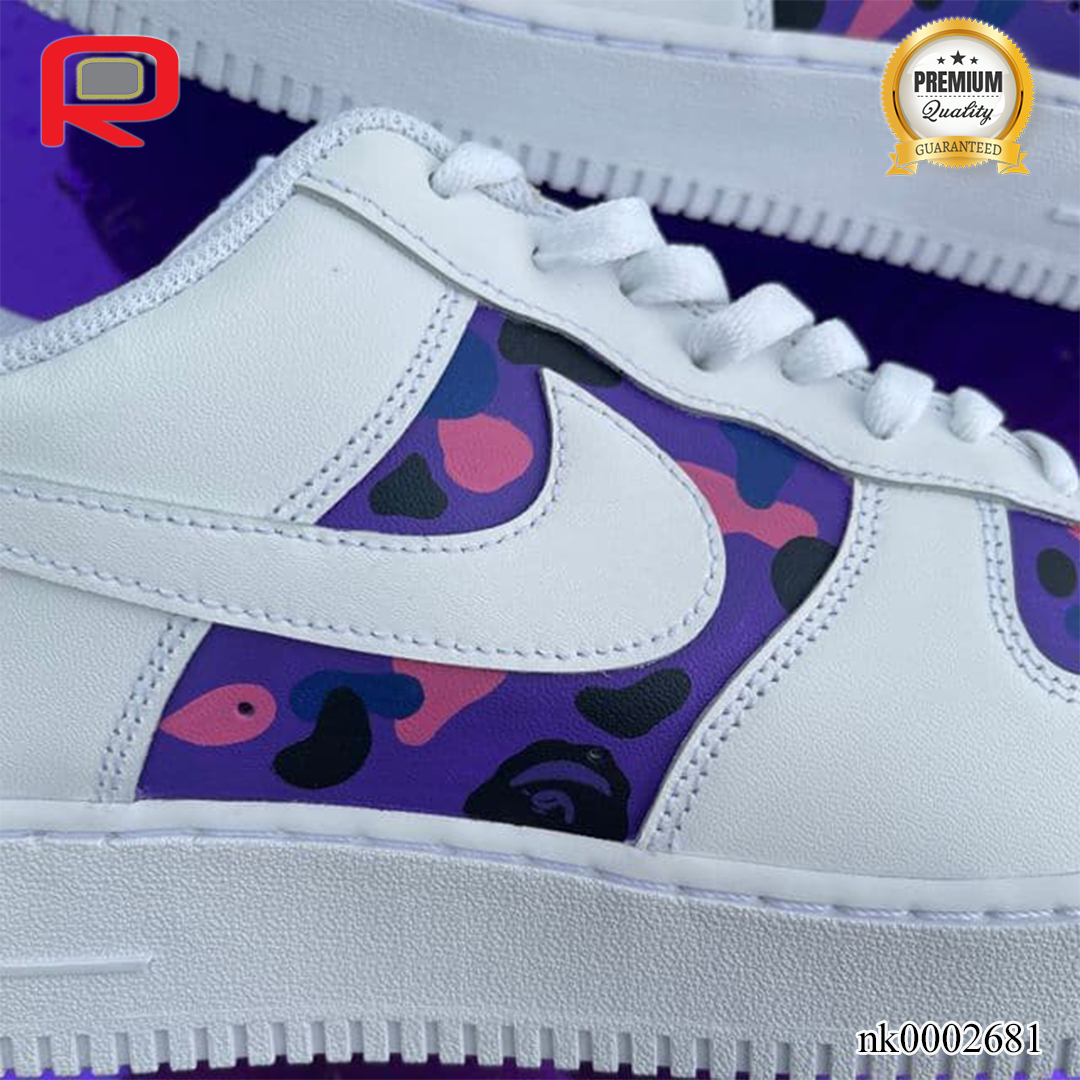 AF 1 Purple Bape Custom Shoes Sneakers - nk0002681 image 2