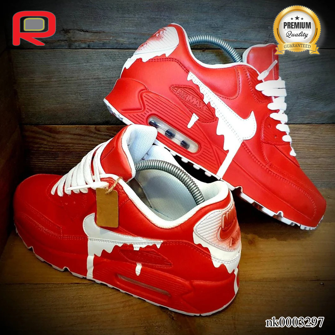 AM 90 Classic Drip-Red Custom Shoes Sneakers - nk0003297 image 4