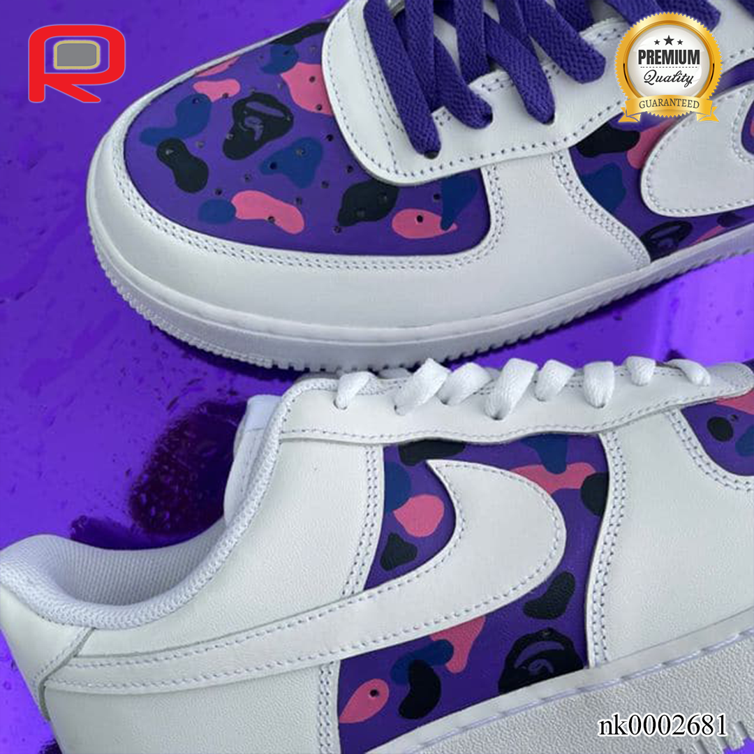 AF 1 Purple Bape Custom Shoes Sneakers - nk0002681 image 1