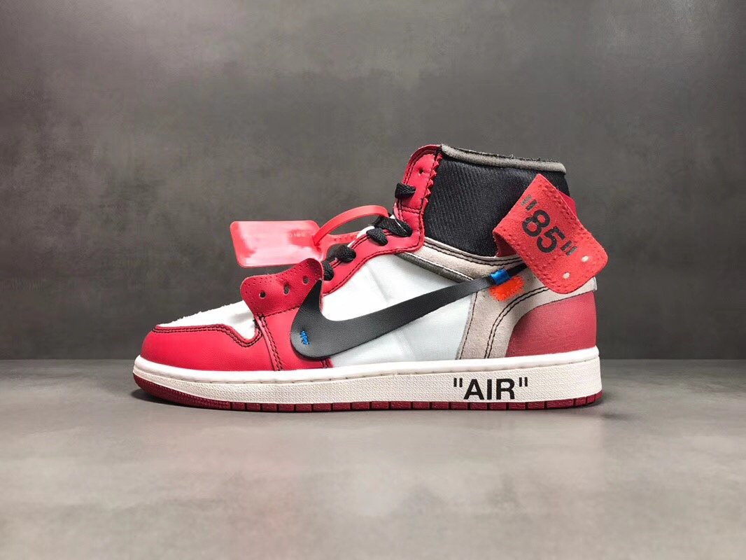 OW x AJ 1 High Chicago Shoes Sneakers – nk000011 image 4