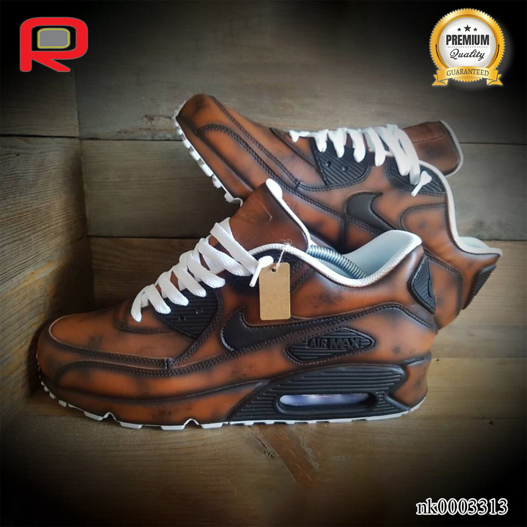 AM 90 Aged Leather Custom Shoes Sneakers - nk0003313 image 1