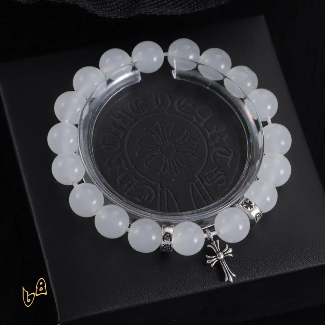 CH Beaded Cross Flower Bracelet - CH0074 - White 2 image