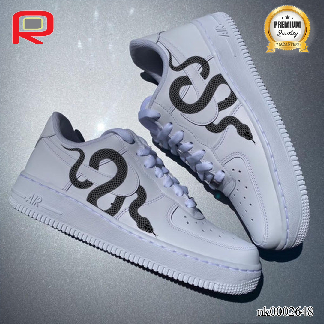 AF 1 Black Snake Custom Shoes Sneakers - nk0002648 image 0