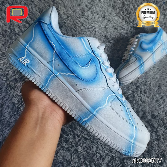AF 1 Storm Blue White Custom Shoes Sneakers - nk0002917 image 2