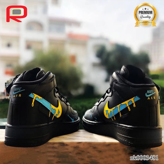 AF 1 Mid Yellow Drip Custom Shoes Sneakers - nk0003481 image 2