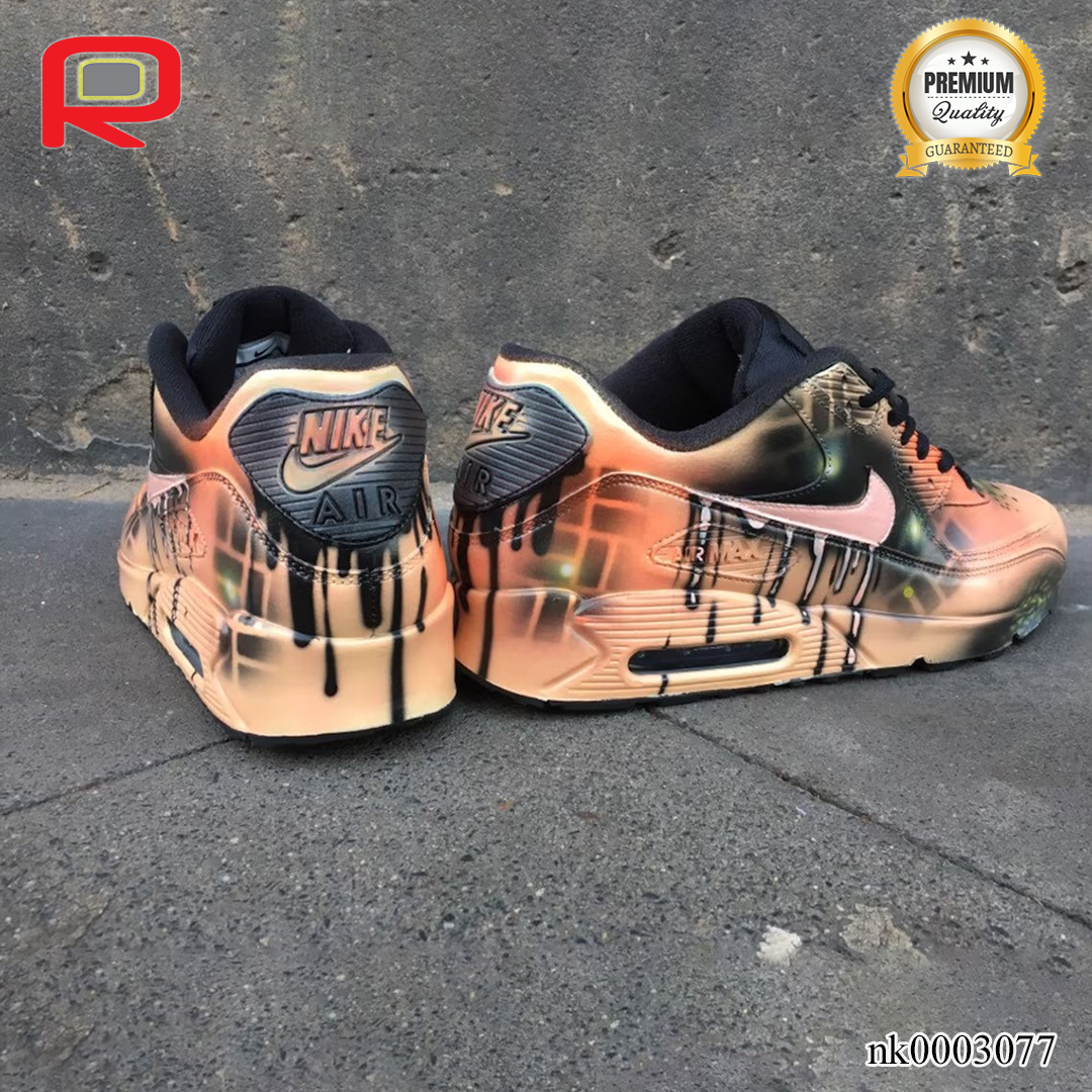 AM 90 Peach Orange Abstract Custom Shoes Sneakers - nk0003077 image 3