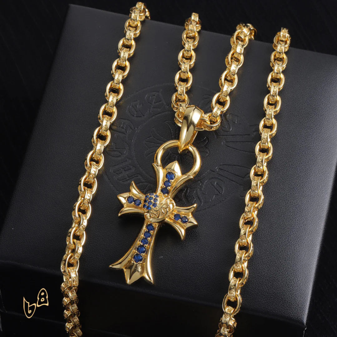 CH Cross Pendant Necklace - CH0047 - blue image