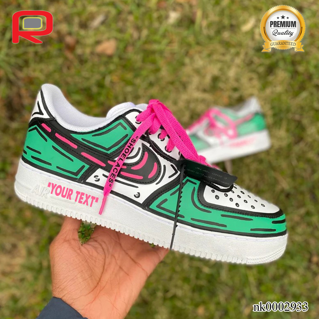 AF 1 Green Cartoon ow Custom Shoes Sneakers - nk0002933 image 2
