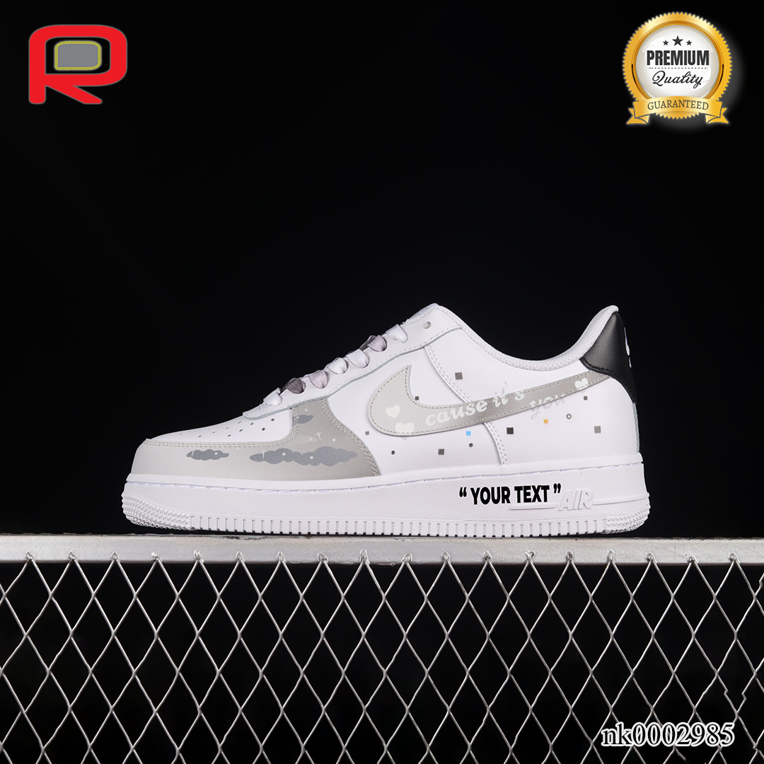 AF 1 07 Low Light Grey White Black Custom Shoes Sneakers - nk0002985 image 1