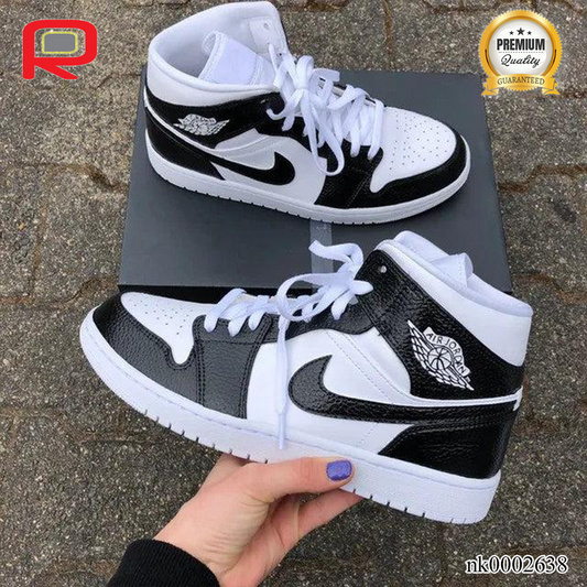 AJ 1 Black White Custom Shoes Sneakers - nk0002638 image 0