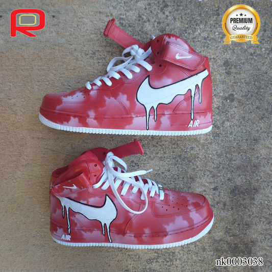 AF 1 Mid Red Clouds Custom Shoes Sneakers - nk0003038 image 0
