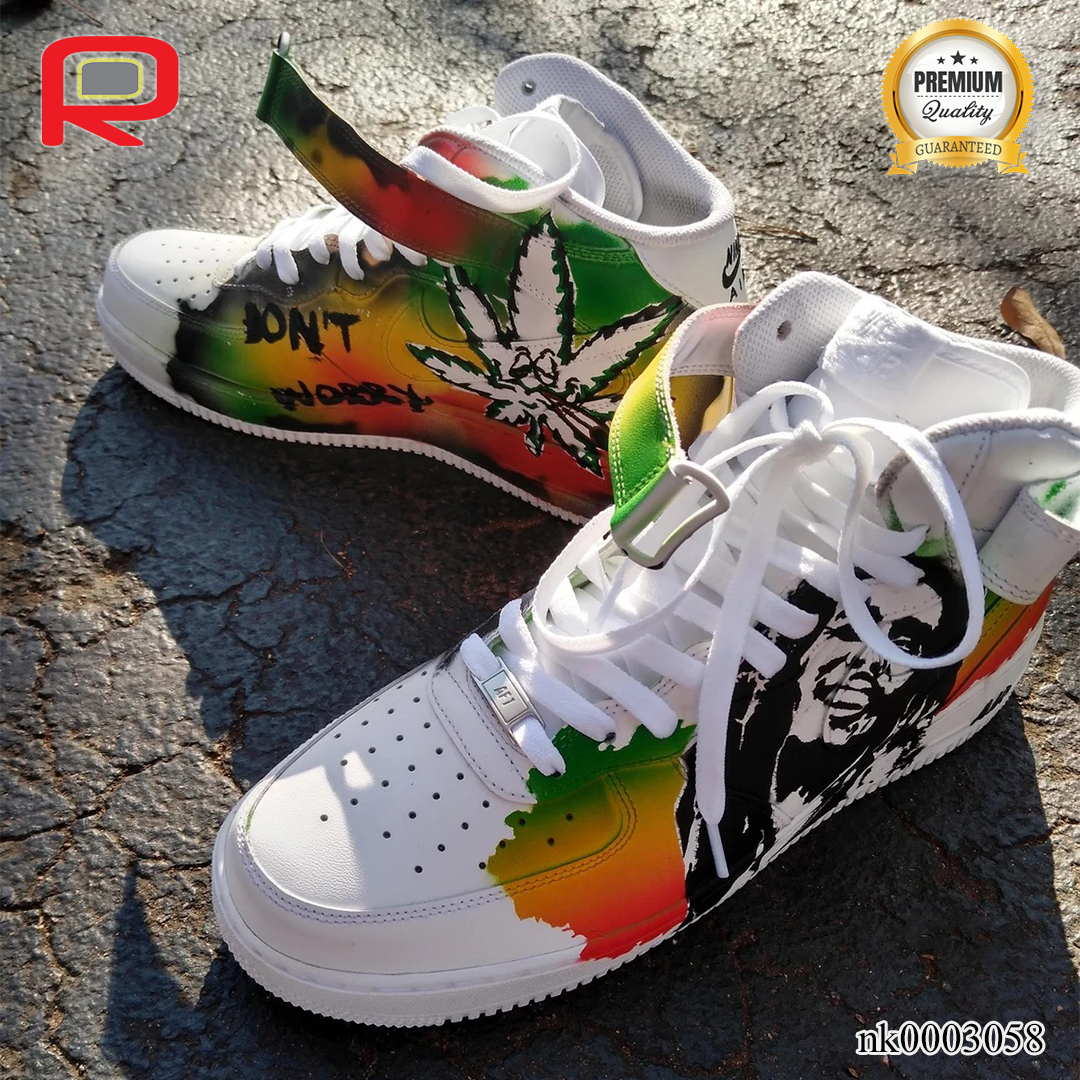AF 1 Mid Rasta Love Custom Shoes Sneakers - nk0003058 image 3