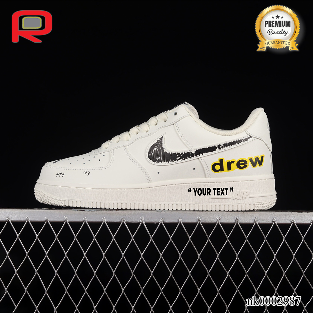 AF 1 07 Low Drew Beige Black Yellow Custom Shoes Sneakers - nk0003006 image