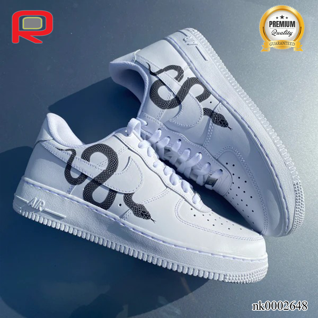 AF 1 Black Snake Custom Shoes Sneakers - nk0002648 image 1