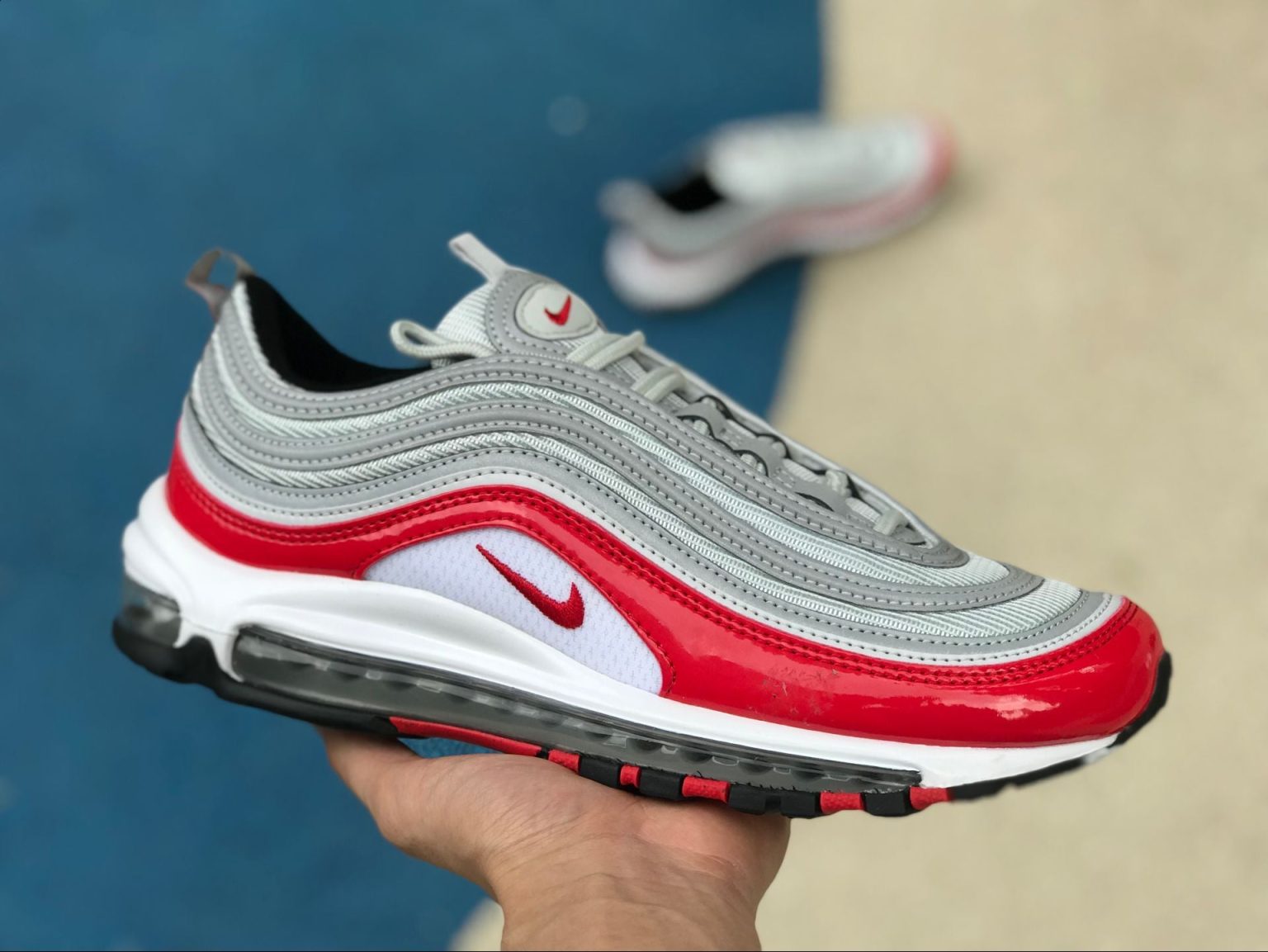 AM 97 Pure Platinum University Red Shoes Sneakers - nk0000492 - Image 5