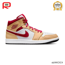 AJ 1 Mid Beige White Red Shoes Sneakers - nk0002024