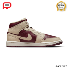 AJ 1 Mid Split Beach Cherrywood Red Shoes Sneakers - nk0002407