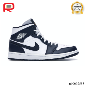 AJ 1 Mid White Metallic Gold Obsidian Shoes Sneakers - nk0002555