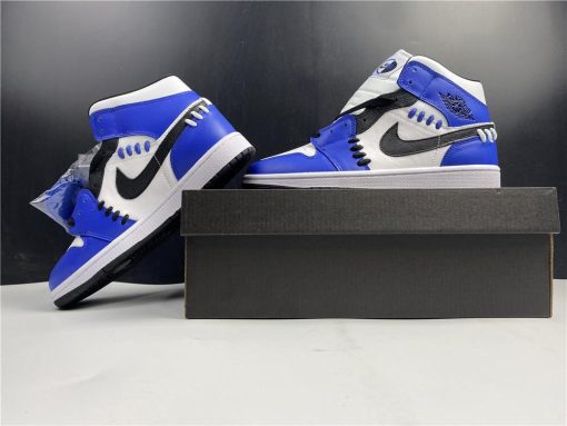 AJ1 Mid SE "Game Royal" White Blue Black Shoes Sneakers - nk0001420 - Image 6