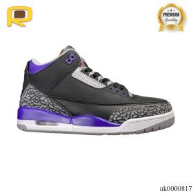 AJ 3 Retro Black Court Purple Shoes Sneakers - nk0000817
