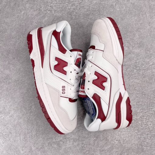 NB 550 Dark Red and White Shoes Sneakers - nbl0000168 - Image 9