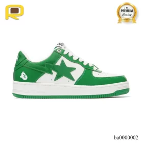Bape Sta Patent Leather Green White Shoes Sneakers - ba0000002
