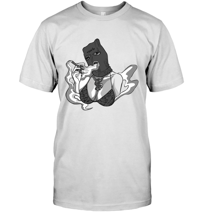Thug Gangster Girl Smoking Weed Men Shirt - Image 10