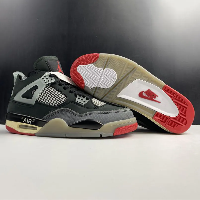 OW x AJ 4 Bred Shoes Sneakers – nk0000829 - Image 10