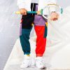 Vintage Color Block Cotton Trousers