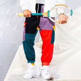 Vintage Color Block Cotton Trousers