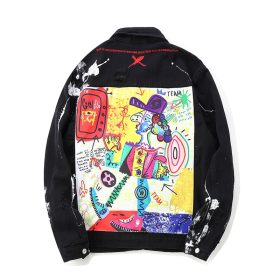 Graffiti Appliques printed Jeans Jacket